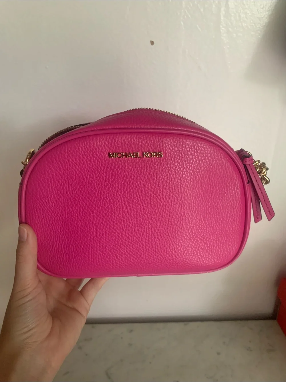 Michael Kors Bright Pink Small Pebble Leather Bag